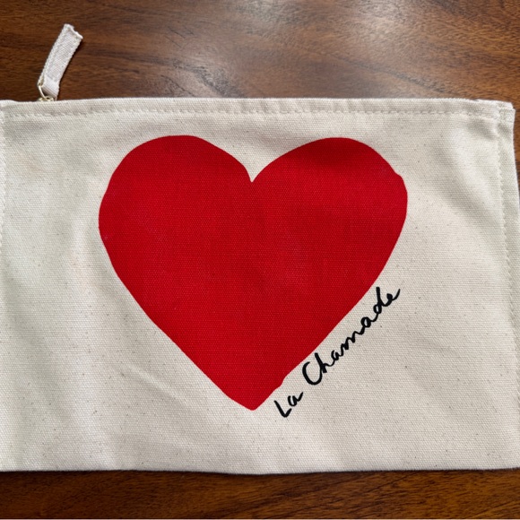 Sezane Red Heart Canvas Pouch - Picture 1 of 6